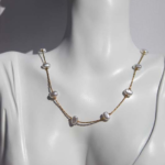 Stylish gold plated stainless steel necklace featuring freshwater pearls