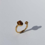 Gold plated stainless steel ring with semiprecious gem.