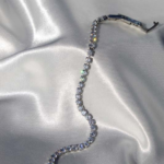 Stainless steel bracelet and zircons.
