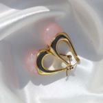 Gold plated stainless steel earrings with semiprecious gem.