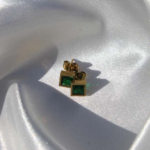 Gold plated stainless steel earrings with green zircons.