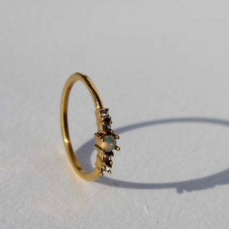 Gold plated stainless steel ring with Ethipian opal.